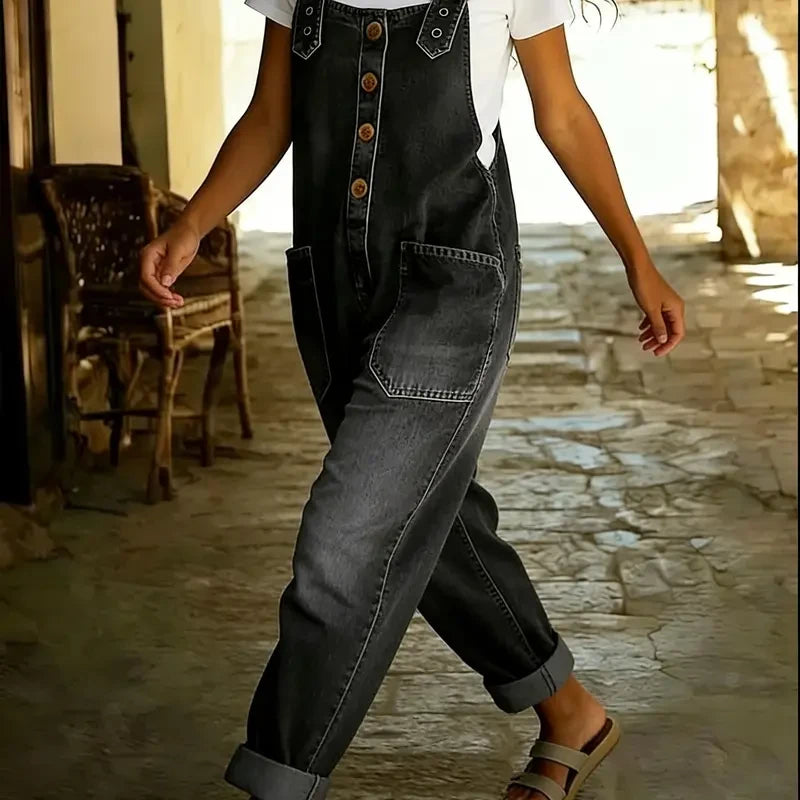Vintage Wide Leg Denim Overalls