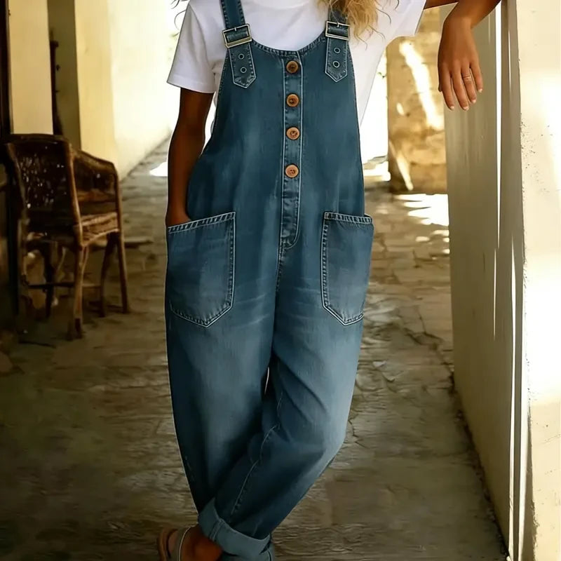 Vintage Wide Leg Denim Overalls