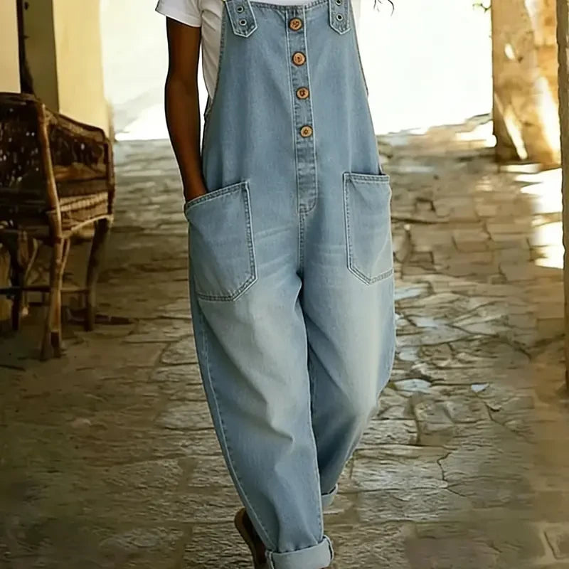 Vintage Wide Leg Denim Overalls