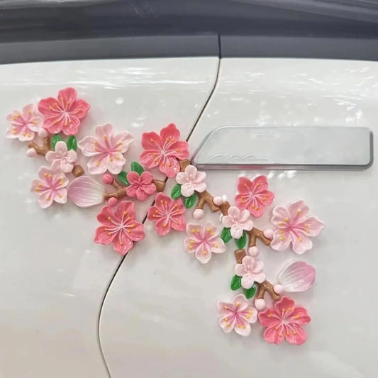 Cantaloupe Flower Car Stickers, 3D Plum Blossom Seamless 16Pcs Waterproof Floral Decals, Cute Cartoon Flower DIY Decoration Car Decals for Your Wedding Day,Festive Indoor Outdoor Use tiktokshopspringglowup