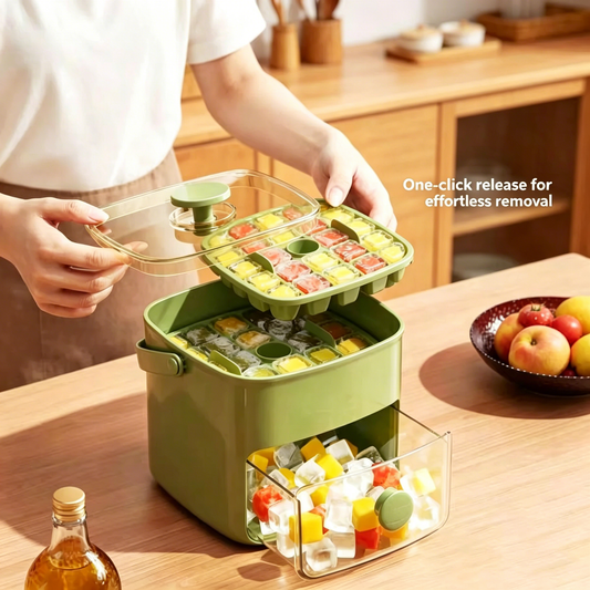 Ice Cube Mold Food Grade Ice Box Style With Lid Large Capacity Refrigerator Ice Storage Household Press Ice Tray