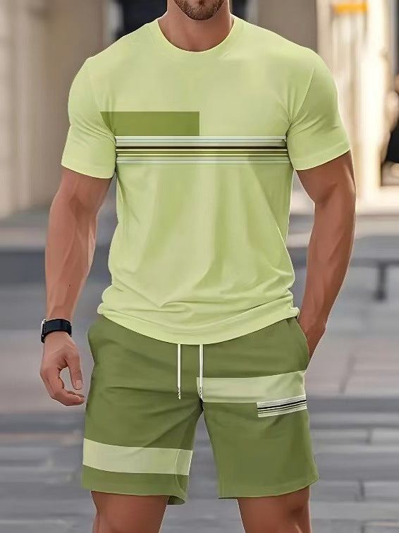 Cross-Border European And American Men'S Short-Sleeved Shorts Suits, Casual Sports Suits, 3D Printing Cross-Border Hot Styles