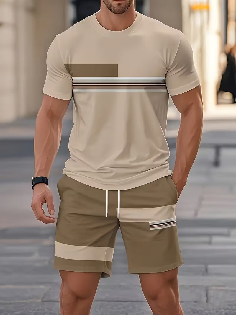 Cross-Border European And American Men'S Short-Sleeved Shorts Suits, Casual Sports Suits, 3D Printing Cross-Border Hot Styles