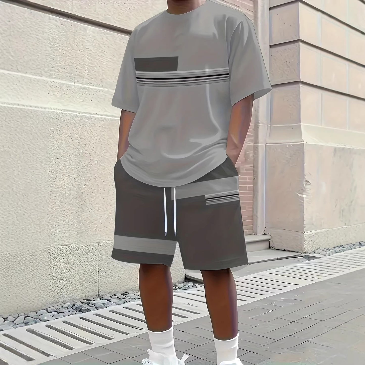 Cross-Border European And American Men'S Short-Sleeved Shorts Suits, Casual Sports Suits, 3D Printing Cross-Border Hot Styles