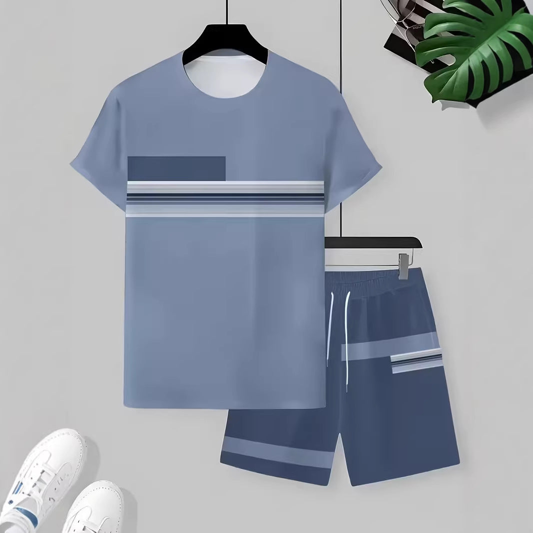Cross-Border European And American Men'S Short-Sleeved Shorts Suits, Casual Sports Suits, 3D Printing Cross-Border Hot Styles