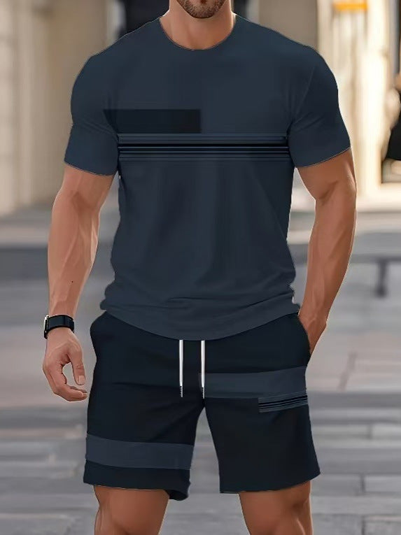 Cross-Border European And American Men'S Short-Sleeved Shorts Suits, Casual Sports Suits, 3D Printing Cross-Border Hot Styles