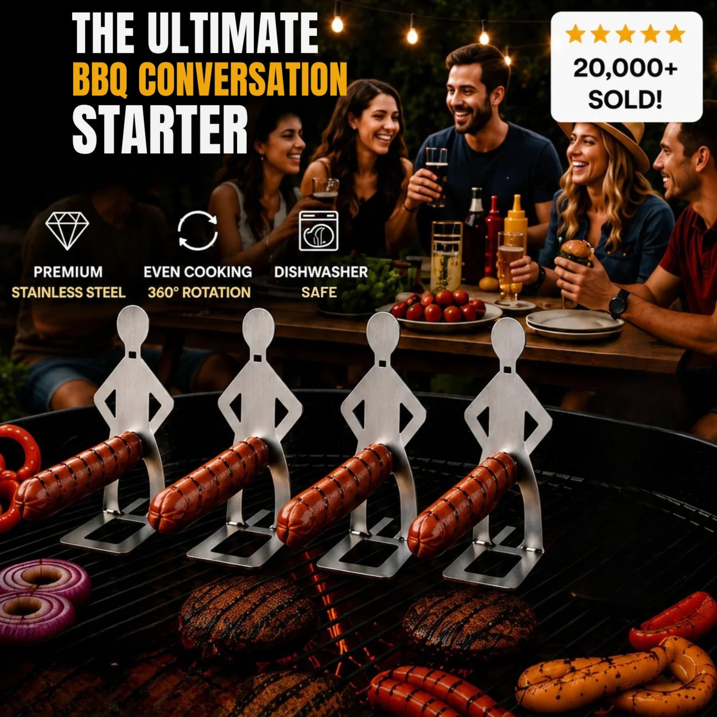 ArtZ® Spitting Cobra Stainless Steel BBQ Sausage Holders