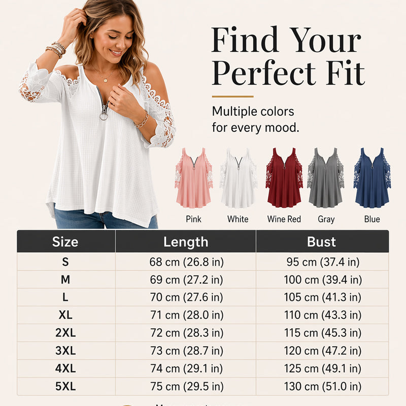 ⏰ 50% OFF⏰ Women's off-the-shoulder lace top with a zipper
